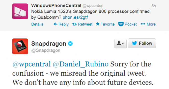 Qualcomm нечаянно подтвердила Snapdragon 800 у фаблета Lumia 1520