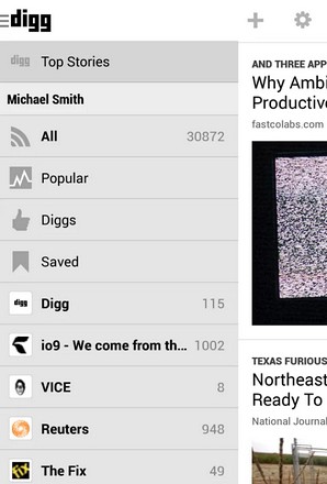 Digg Reader для Android - еще одна RSS-читалка на замену Google Reader